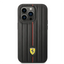 Ferrari iPhone 14 Pro Leather Case With Embossed Stripes & Yellow Shield Logo - Black Accessories > Mobiles & Tablets >