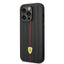 Ferrari iPhone 14 Pro Leather Case With Embossed Stripes & Yellow Shield Logo - Black Accessories > Mobiles & Tablets >