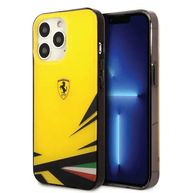 Ferrari iPhone 14 Pro PC/TPU Case with Double Layer Print - Yellow Accessories > Mobiles & Tablets > Mobiles