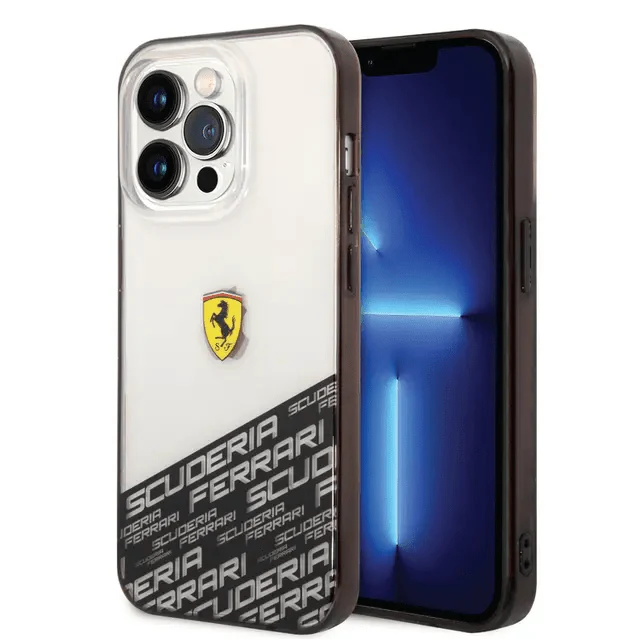 Ferrari iPhone 14 Pro Max PC/TPU IML Case with Bottom Scuderia Allover Print - Silver Accessories > Mobiles & Tablets >