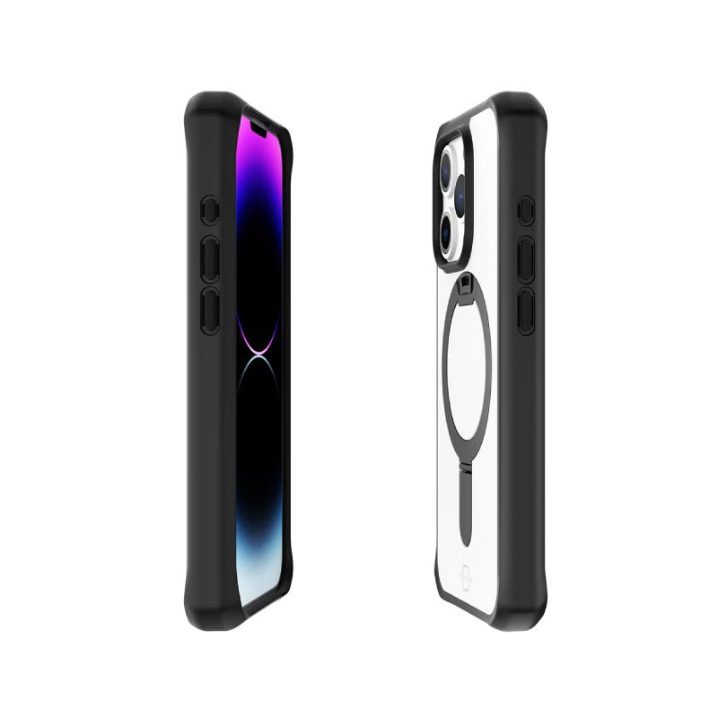 Itskins Hybrid Stand Magsafe Case - Apple iPhone 15 Pro / Black And Transparent Accessories > Mobiles & Tablets >