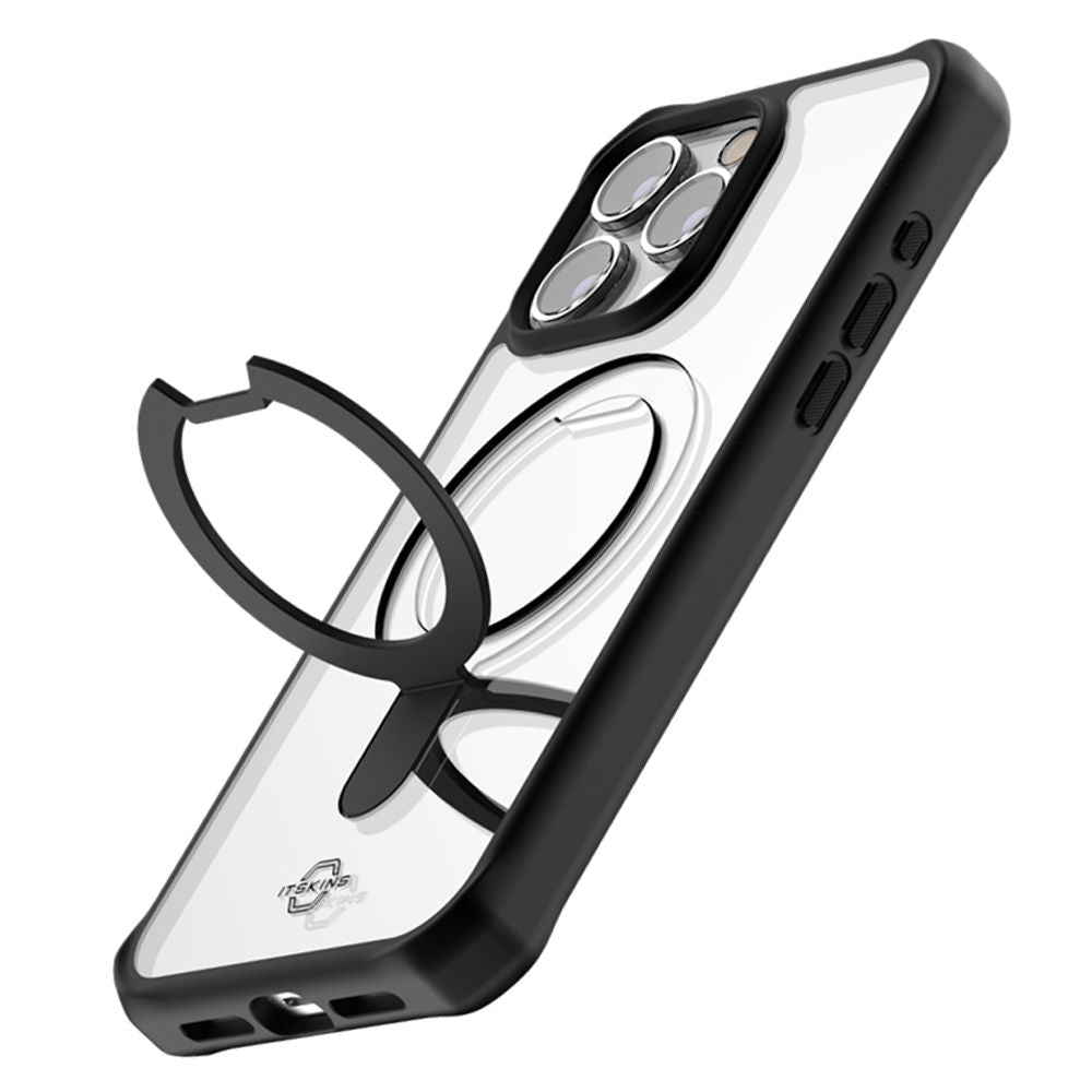 Itskins Hybrid Stand Magsafe Case - Apple iPhone 15 Pro Max / Black And Transparent Accessories > Mobiles & Tablets >