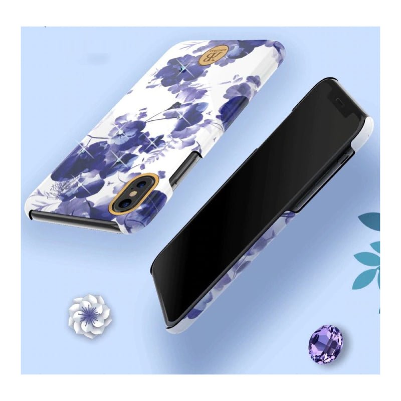 Kingxbar Swarovski Hard PC Case - Apple iPhone X/Apple iPhone Xs / Floral Blue Accessories > Mobiles & Tablets >