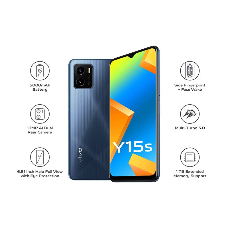 Vivo Y15S - 32GB / 6.51" IPS LCD / 4G / Wi-Fi / Mystic Blue - Mobile