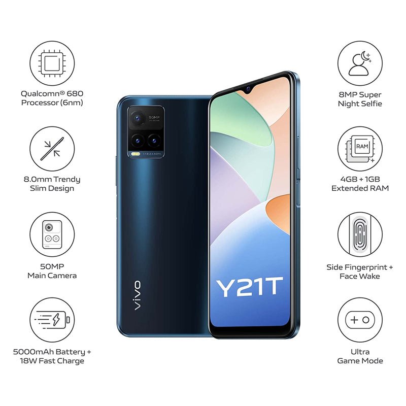 Vivo Y21T - 128GB / 6.51" HD+ / 4G / Wi-Fi / Midnight Blue - Mobile