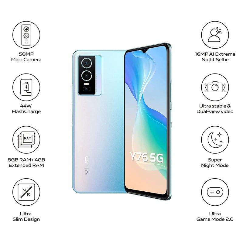 Vivo Y76 - 128GB / 6.58" FHD+ / 5G / Wi-Fi / Cosmic Aurora - Mobile