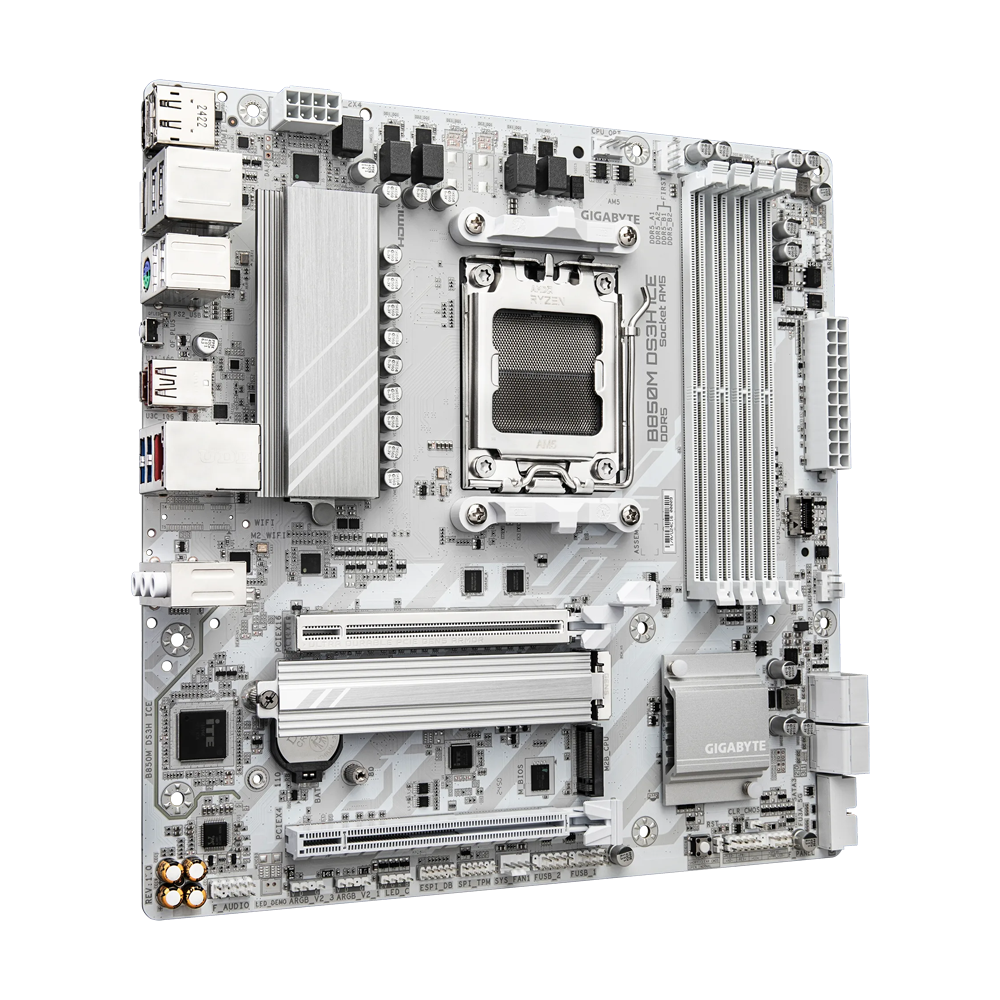 GIGABYTE B850M DS3H ICE Motherboard - DDR5 / HDMI / DisplayPort / USB- White