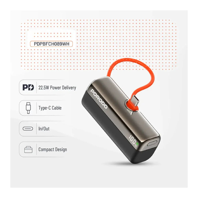 باورولوجي 4 في 1 باور بانك - 10000mAh / لايتنينج / نوع-سي / أسود