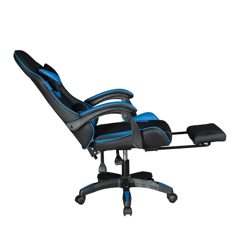 GADGETON Imperial Series PVC Leather Gaming Chair With Footrest - Black/Blue