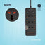 Porodo Blue 6 AC Dual Switch Power Strip  - UK 3-Pin Plug / USB-C / USB-A / Black