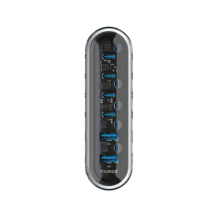 MOMAX 1-Charge Flow+ 6-Port GaN Charger - 120W / USB-A / USB-C /  White