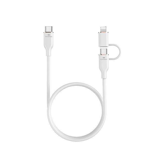 Engage Super Soft Silicone C To Usb-C Cable W/Lightning Adapter Wt 8954526522395