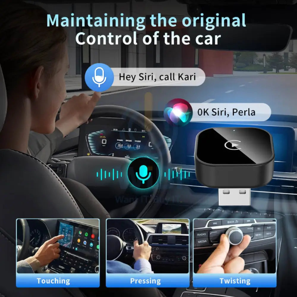 CarPlay 2 in 1 Wired To Wireless Android Auto Dongle (USB C Adapter Included) Accessories > Smart Devices
