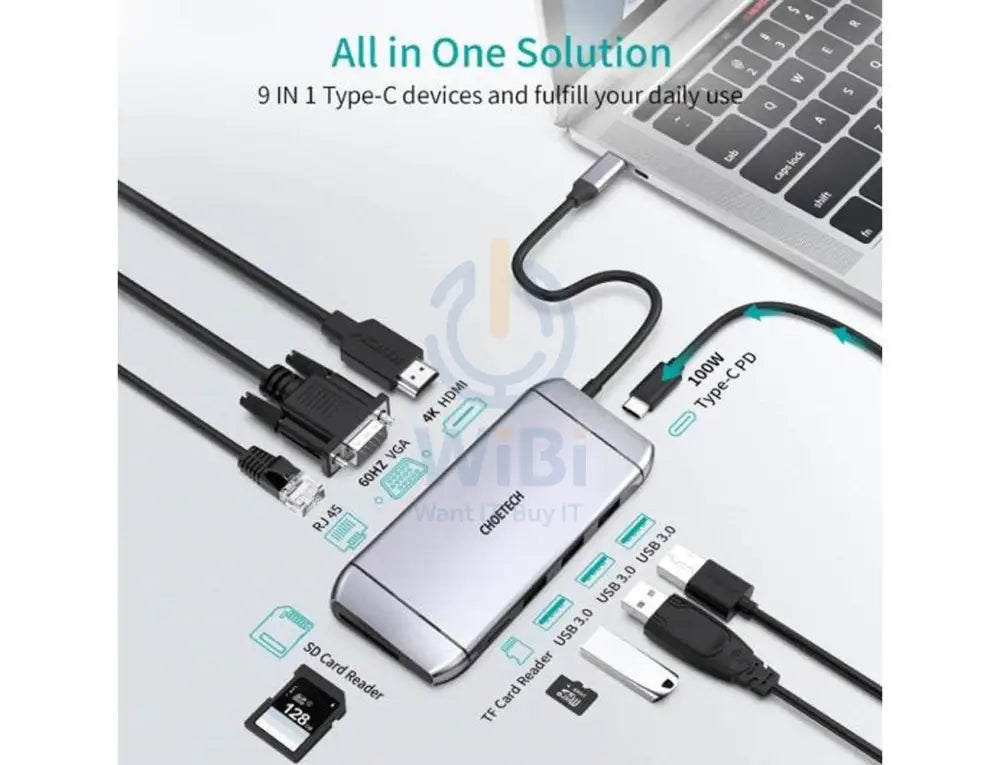 Choetech 9 In 1 USB C HUB - Silver Accessories > USB Hub > Offer Zone