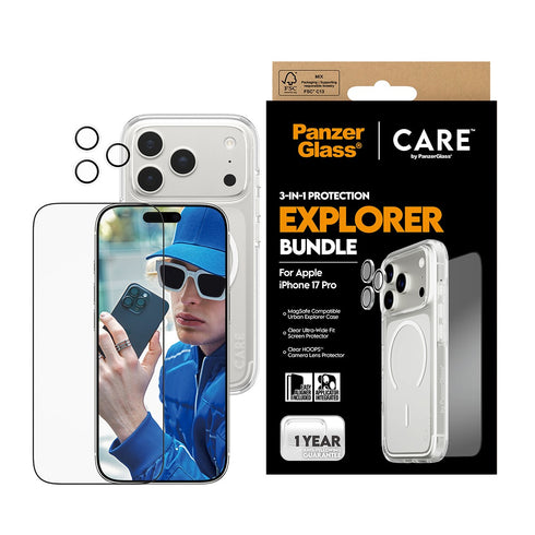 PanzerGlass® 3-in-1 Flagship Combat Bundle For iPhone 17 Pro - Clear