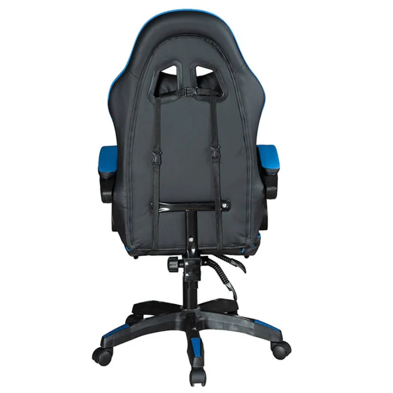 GADGETON Imperial Series PVC Leather Gaming Chair With Footrest - Black/Blue