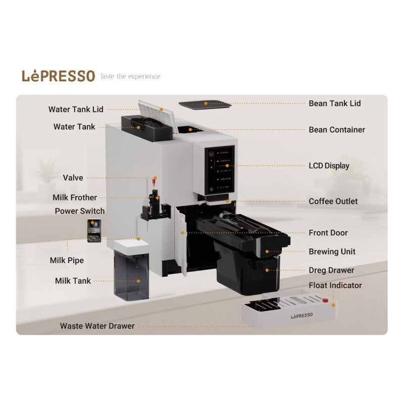 LePresso Brevissimo Automatic Coffee Machine with Mobile App - White
