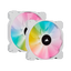 CORSAIR iCUE SP140 RGB ELITE Performance PWM Fan Dual Fan Kit With Lighting Node Core - 140mm / White