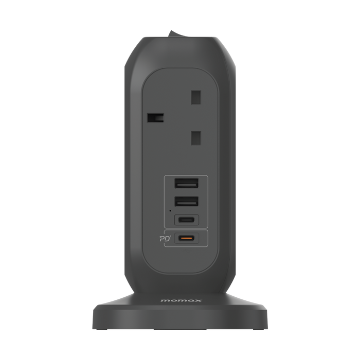 MOMAX OnePlug 7-Outlet Power Strip - USB-A / USB-C / Space Grey