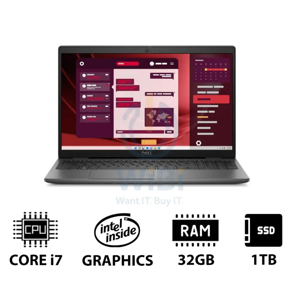 Dell Latitude 3550 - 15.6’’ FHD / i7 / 32GB / 1TB (NVMe M.2 SSD) / DOS (Without OS) / 1YW - Laptop Laptops