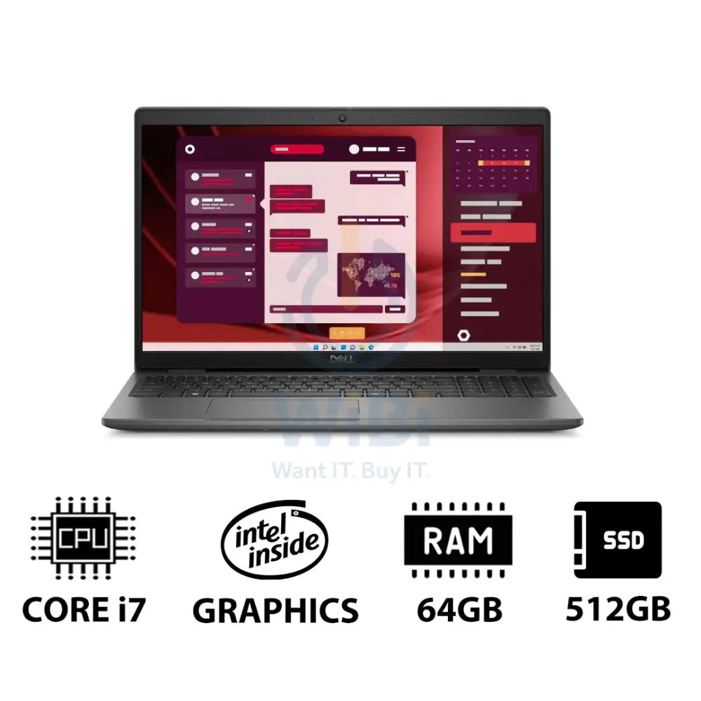 Dell Latitude 3550 - 15.6’’ FHD / i7 / 64GB / 512GB (NVMe M.2 SSD) / DOS (Without OS) / 1YW - Laptop Laptops