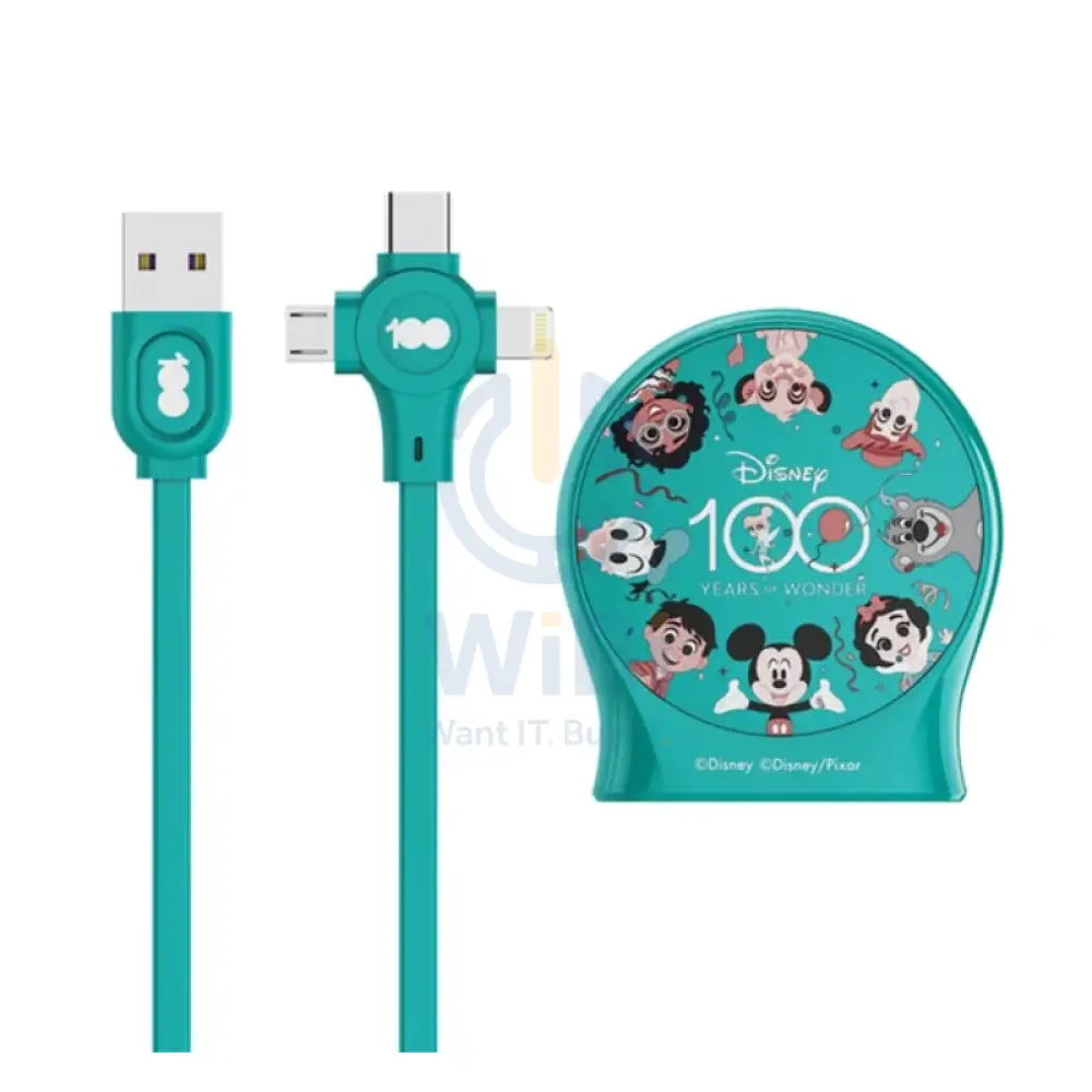 Disney QS-C01 100th anniversary one-to-three telescopic data cable - Mickey Green Accessories > Cables & Converters >