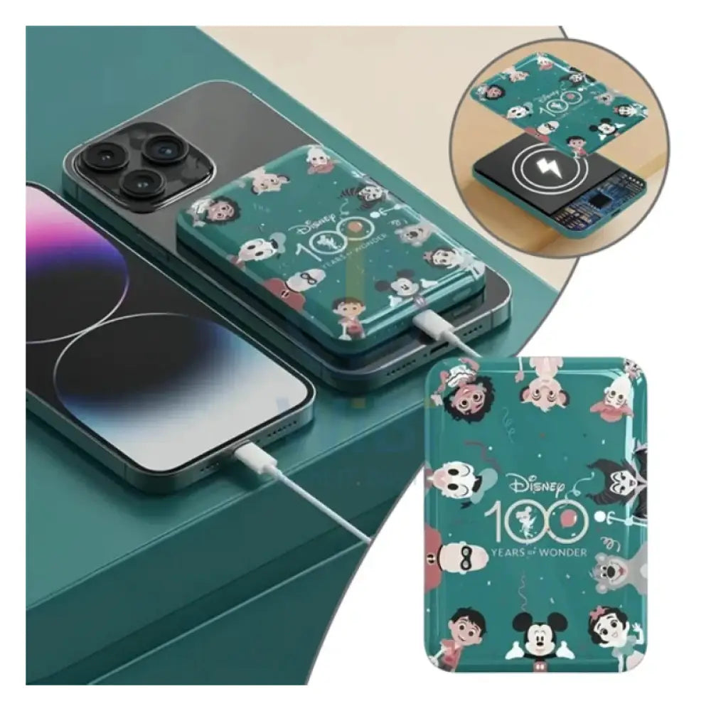 Disney QS-C02 100th anniversary Wireless Magnetic Power Bank - Mickey Green Accessories > Power Bank