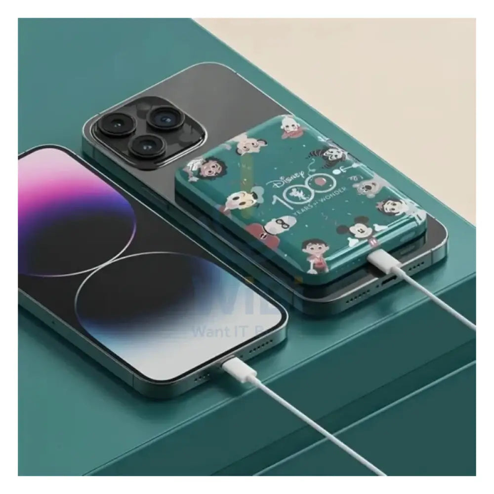 Disney QS-C02 100th anniversary Wireless Magnetic Power Bank - Mickey Green Accessories > Power Bank
