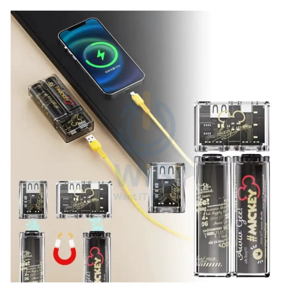 Disney QS-D01 Set Transparent Magnetic Power Bank - Mickey Black Accessories > Power Bank