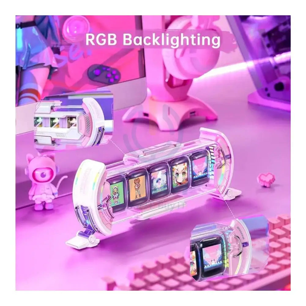 Divoom Times Gate Pixel Art Informative Cyberpunk Digital Clock Display - Pink Accessories > Smart Devices