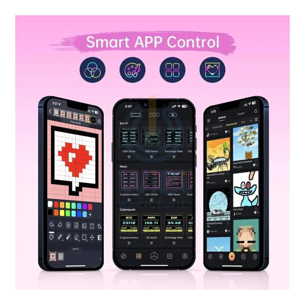 Divoom Times Gate Pixel Art Informative Cyberpunk Digital Clock Display - Pink Accessories > Smart Devices