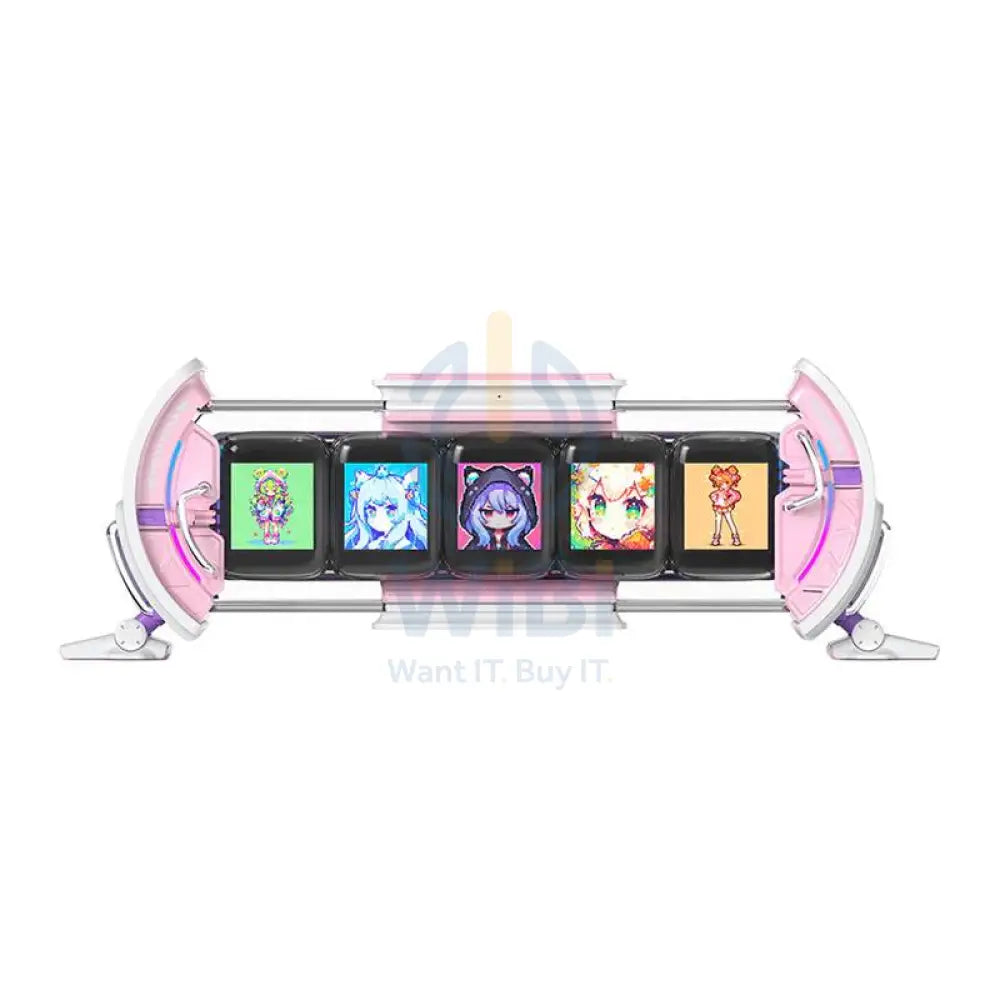 Divoom Times Gate Pixel Art Informative Cyberpunk Digital Clock Display - Pink Accessories > Smart Devices