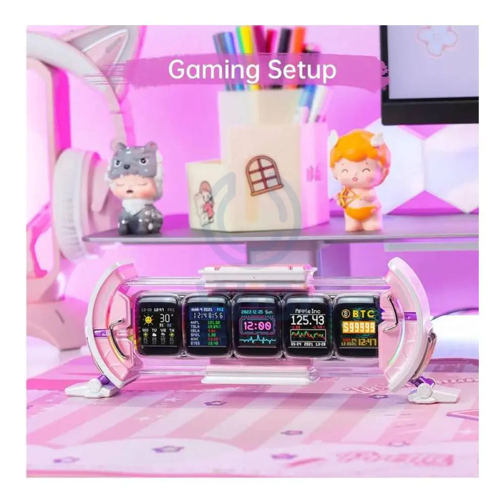 Divoom Times Gate Pixel Art Informative Cyberpunk Digital Clock Display - Pink Accessories > Smart Devices