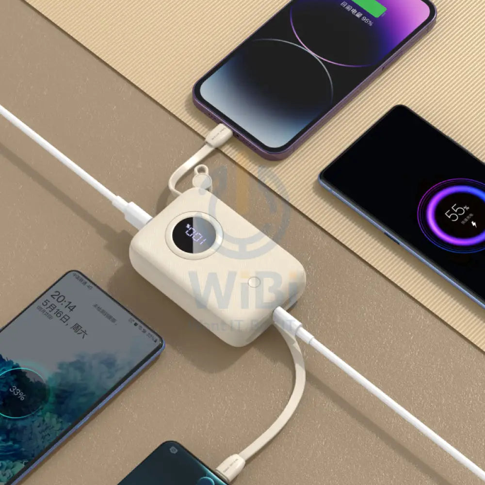 DUDAO K14 Upgrade Power Bank Built-in Cable - 10,000mAh / 22.5W / Beige Accessories > Power Bank
