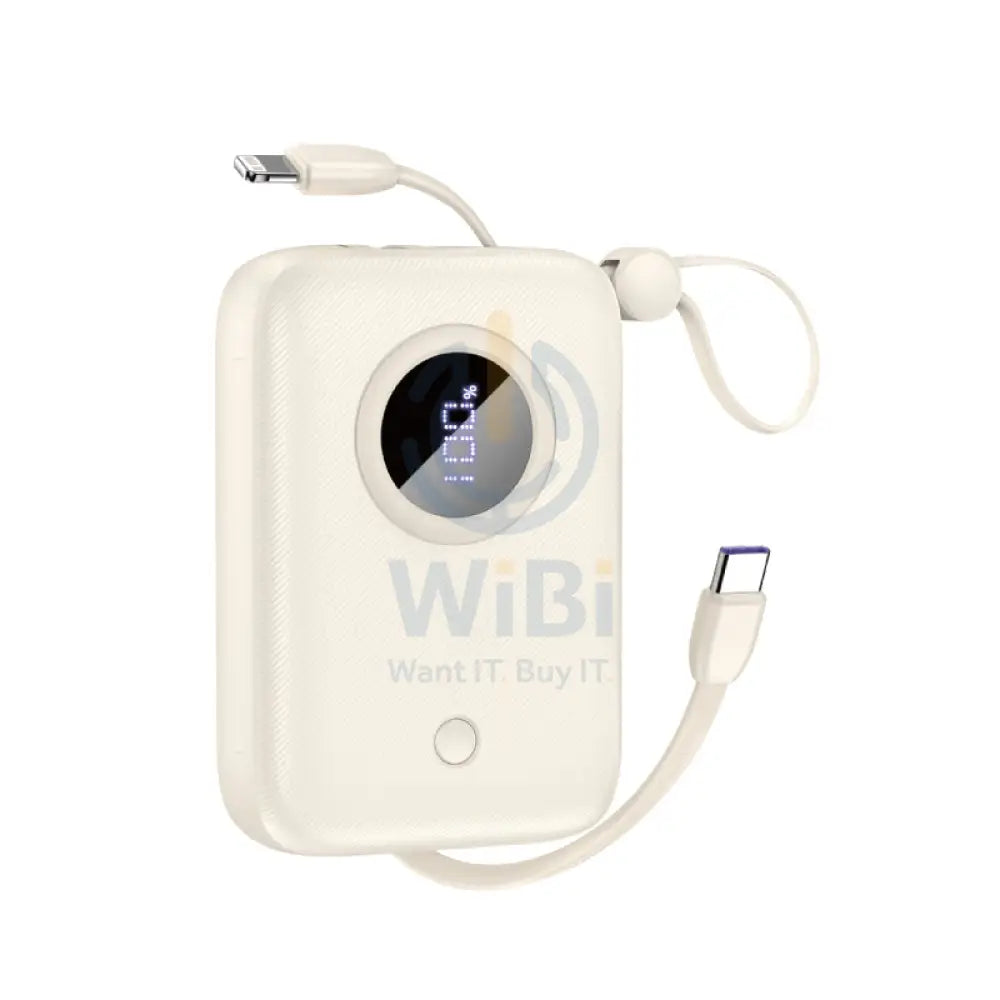 DUDAO K14 Upgrade Power Bank Built-in Cable - 10,000mAh / 22.5W / Beige Accessories > Power Bank