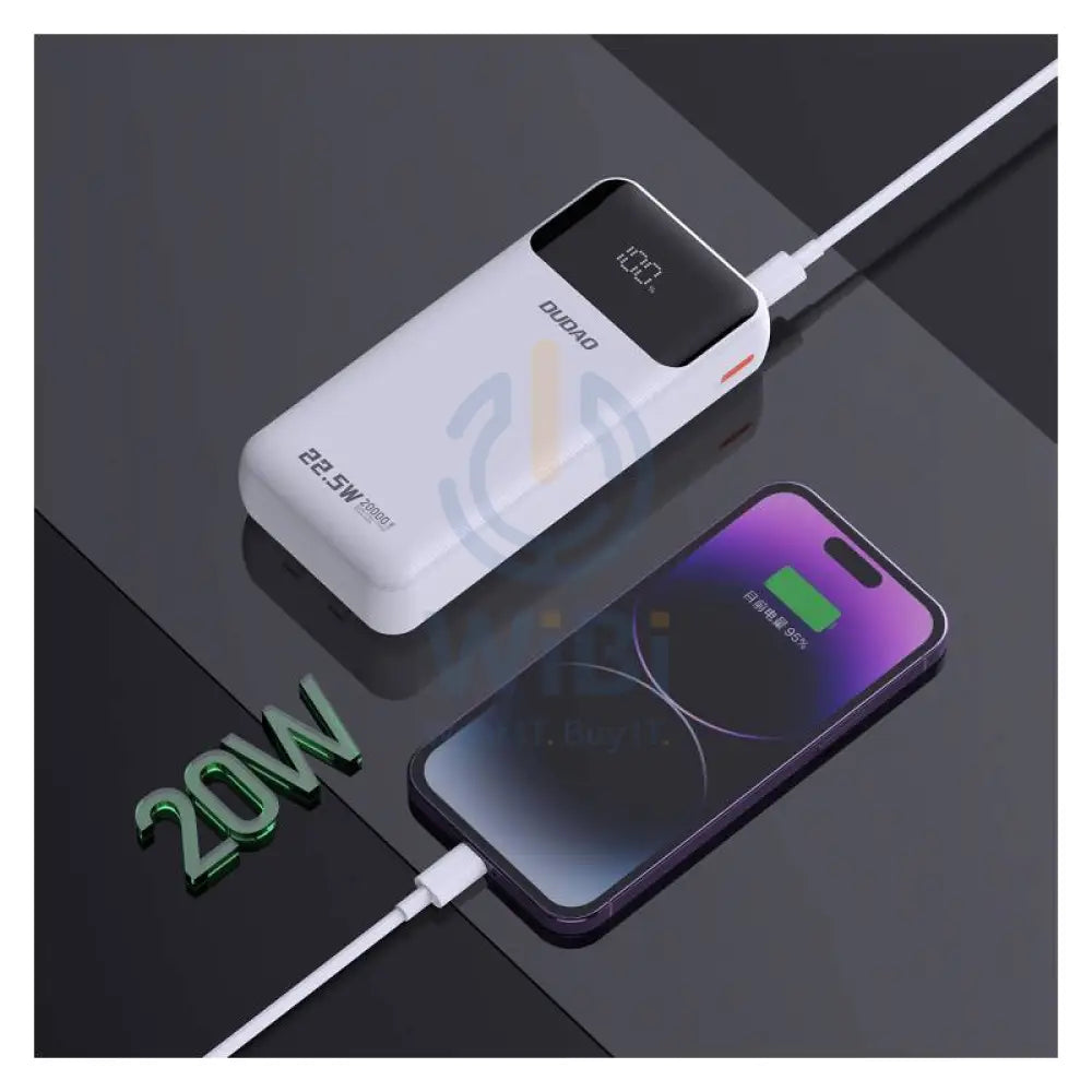 DUDAO K15 Pro Power Bank Built-in Cable - 20000mAh / 22.5W / White Accessories > Power Bank