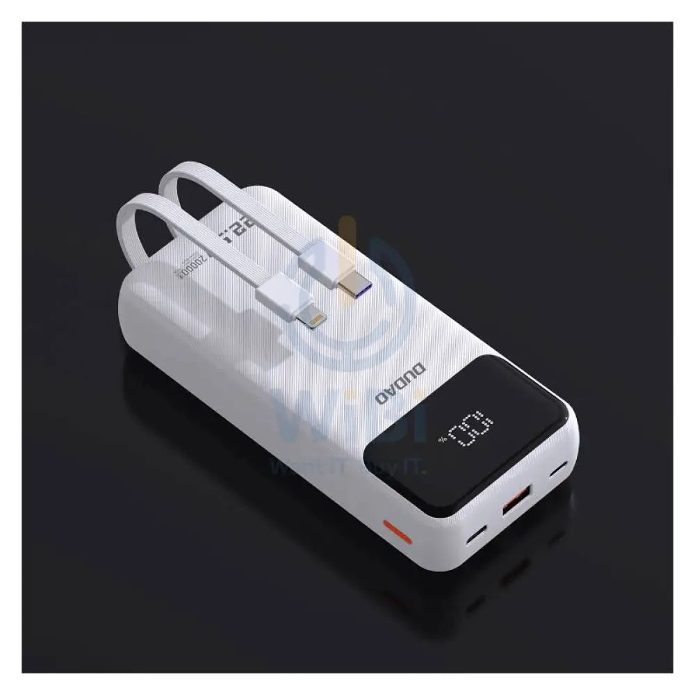 DUDAO K15 Pro Power Bank Built-in Cable - 20000mAh / 22.5W / White Accessories > Power Bank