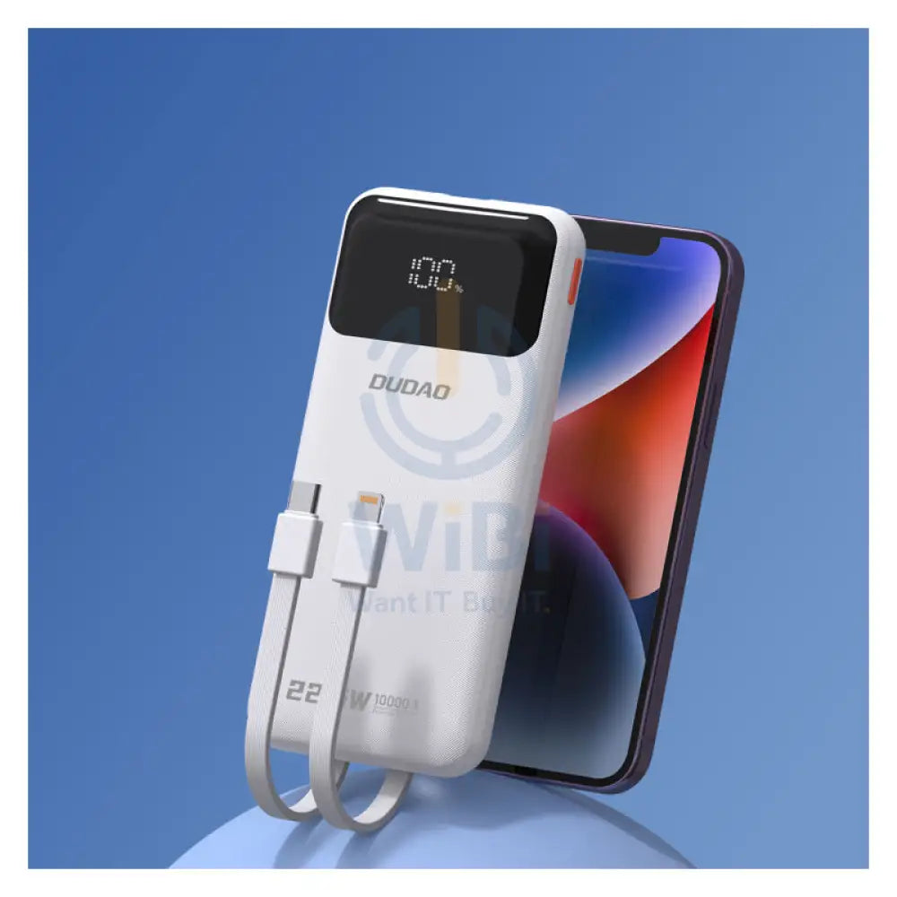 DUDAO K15 Upgrade Power Bank Built-in Cable - 10000mAh / 22.5W / White Accessories > Power Bank