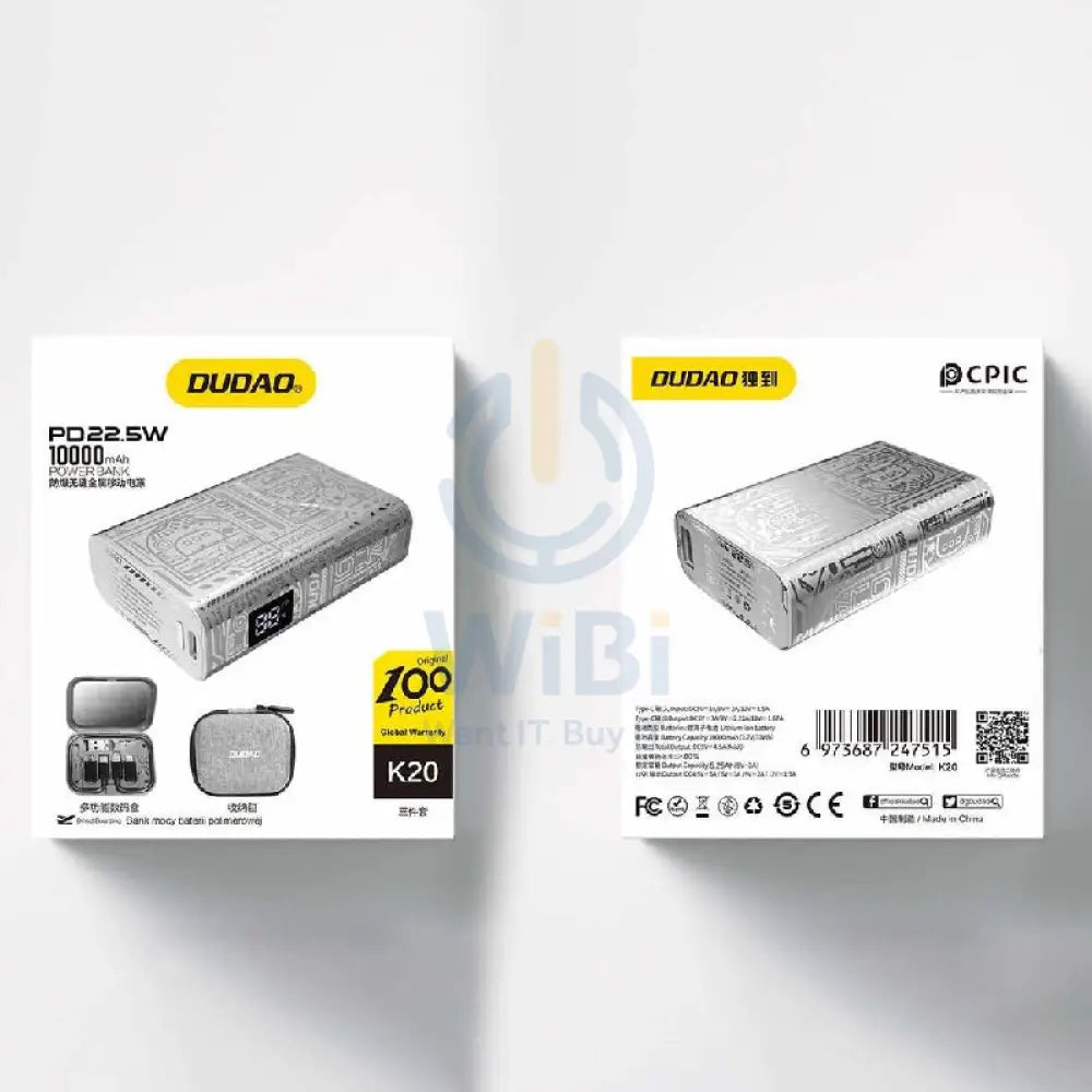 DUDAO K20 Power Bank - 10000mAh / 22.5W / Metal Accessories > Power Bank