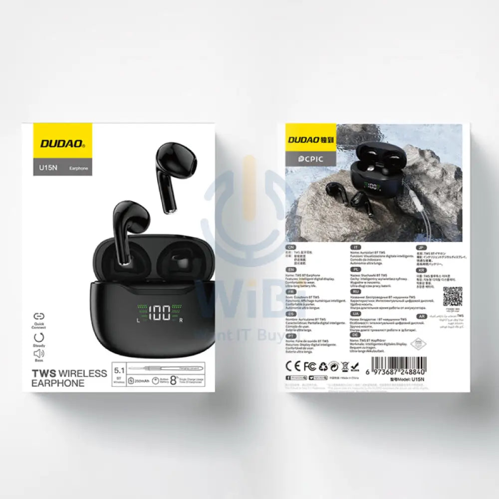 DUDAO U15N TWS Wireless Earbuds - In-Ear / Wireless / Black Accessories > Audio > Headphones