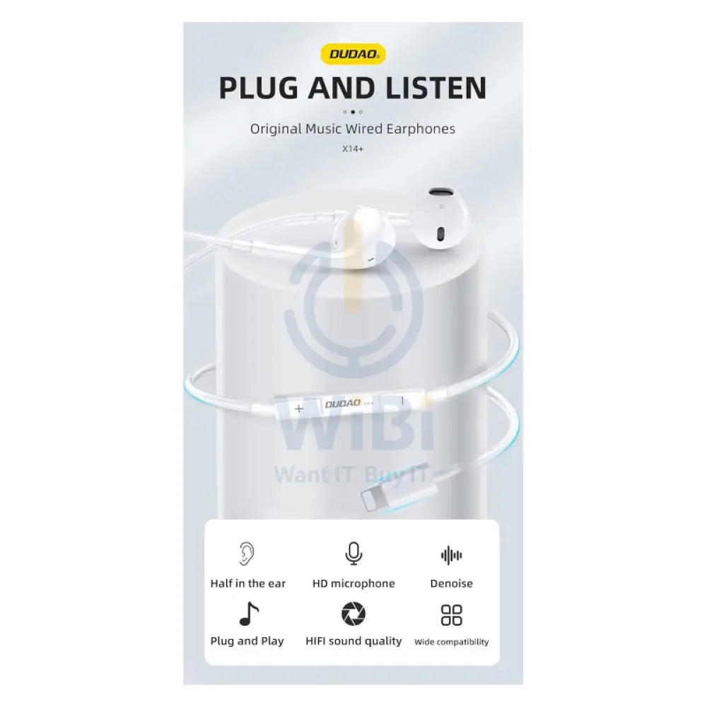 DUDAO X14 + Premium Earphone - Lightning / Wired / White Accessories > Audio > Headphones