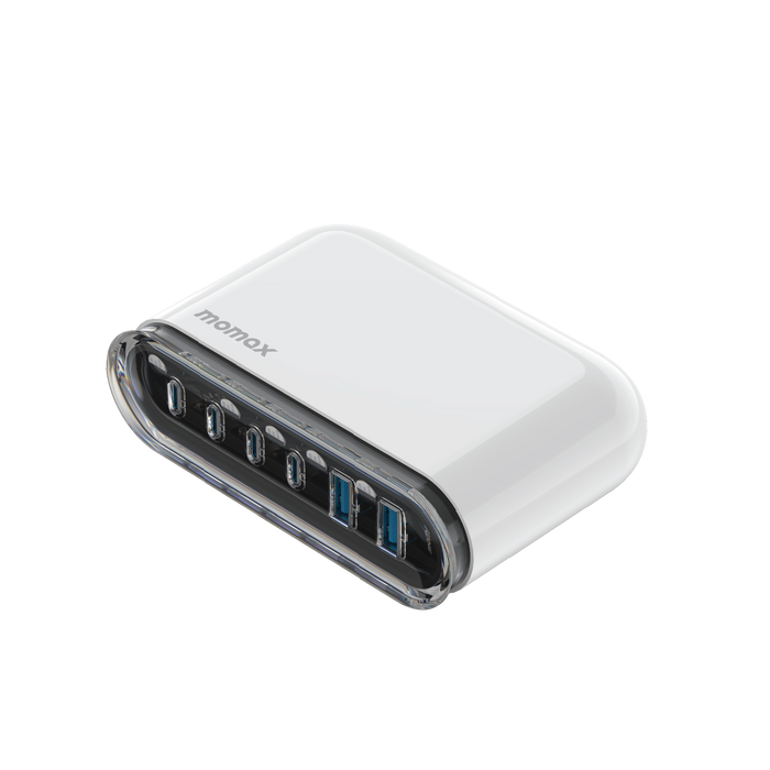 MOMAX 1-Charge Flow+ 6-Port GaN Charger - 120W / USB-A / USB-C /  White