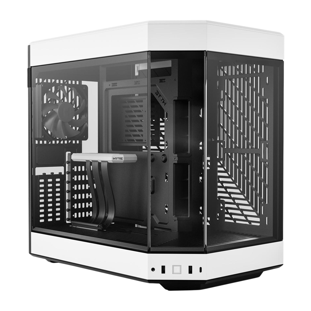 HYTE Y60 Dual Chamber Panoramic Tempered Glass ATX Case with 3 Fans - Black/White