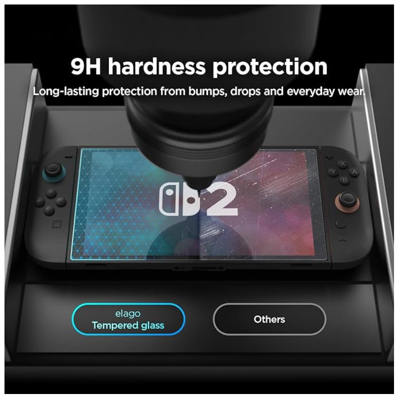 Elago Nintendo Switch 2 PC Clear Case (Slim and Full cover) - Clear + Elago Nintendo Switch 2 Tempered Glass Screen Protector - Clear - Bundle Offer