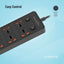 Porodo Blue 6 AC Dual Switch Power Strip  - UK 3-Pin Plug / USB-C / USB-A / Black