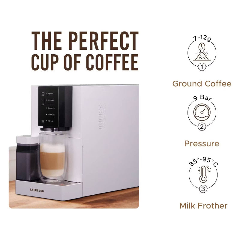 LePresso Brevissimo Automatic Coffee Machine with Mobile App - White
