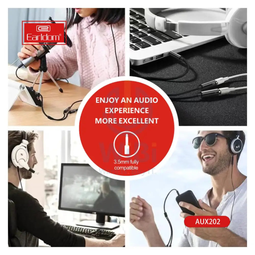Earldom AUX202 Mic with Earphone Splitter Cable - Black Accessories > Cables & Converters