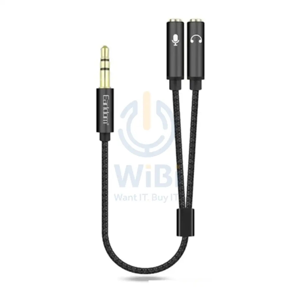 Earldom AUX202 Mic with Earphone Splitter Cable - Black Accessories > Cables & Converters