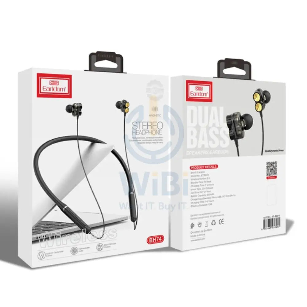 Earldom BH74 Bluetooth Neckband 5.0 / 260 mAh / micro USB / Black Accessories > Audio > Headphones