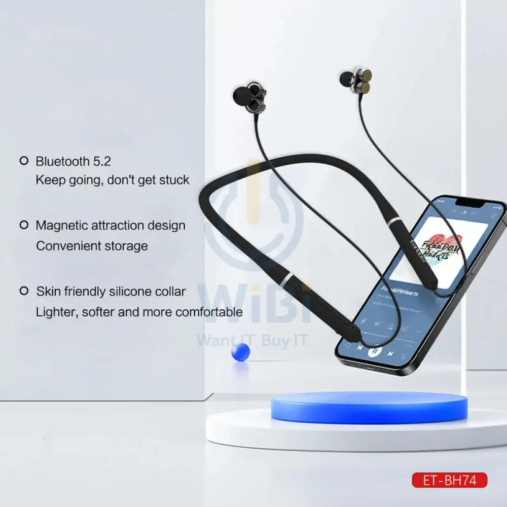 Earldom BH74 Bluetooth Neckband 5.0 / 260 mAh / micro USB / Black Accessories > Audio > Headphones